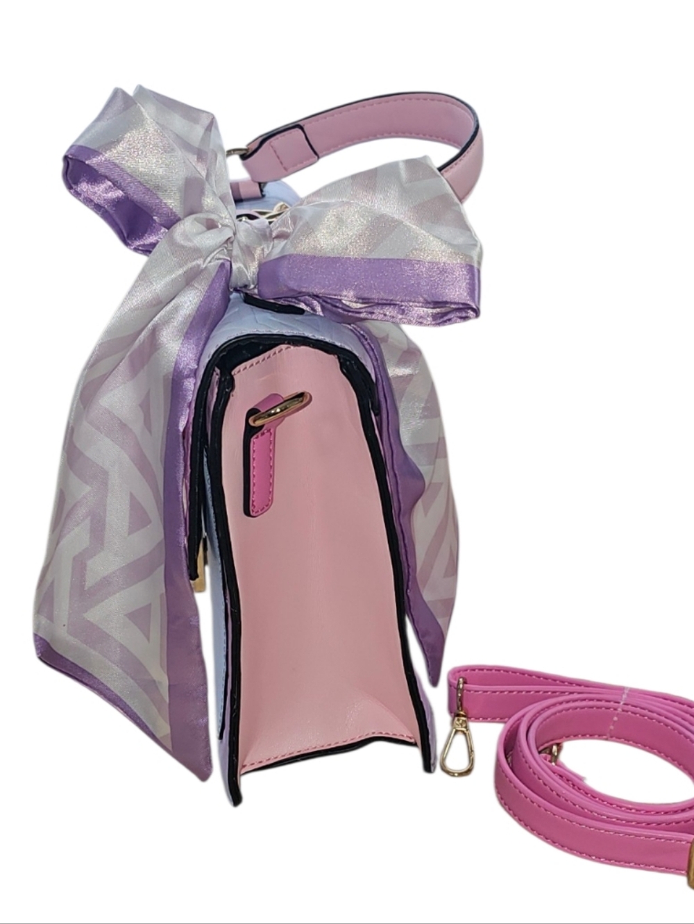 ALDO Blush Pink Lavender Ombré Satchel Crossbody | Gold Chain Accent | Dust Bag - Picture 10 of 13
